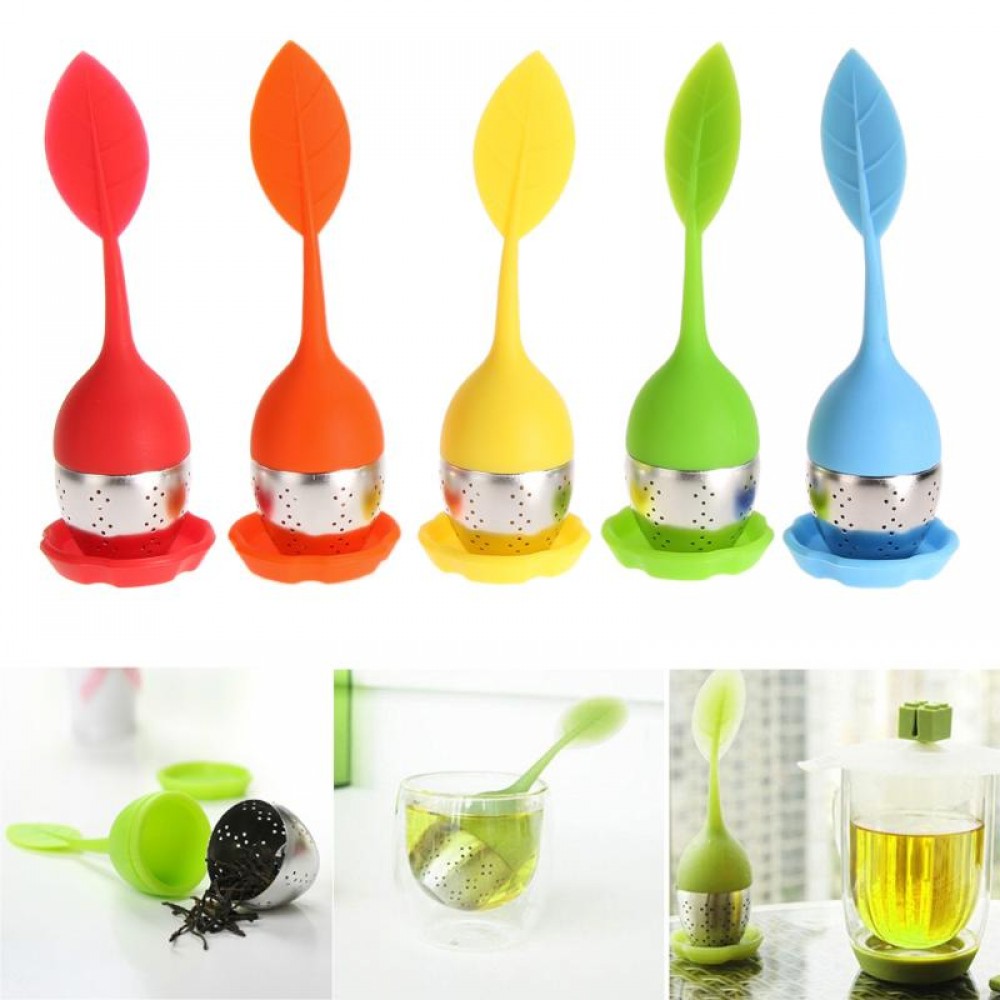 6 Colors Tea Infuser Silicone Tea Strainer Sweet Leaf Pattern Tea Filter Teapot for Loose Leaf Herbal Spice Filter Tools