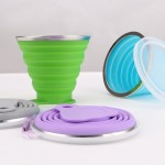 270ML Travel Cup Stainless Steel Silicone Retractable Folding cups Telescopic Collapsible Coffee Cups Outdoor Sport Water Cup