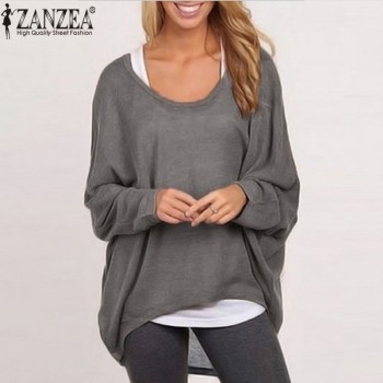 ZANZEA 2018 Sexy Tops Women Blouse Batwing Long Sleeve Casual Solid Shirt Plus Size Blusa Femininas Sueter Plus Size Pull Femme