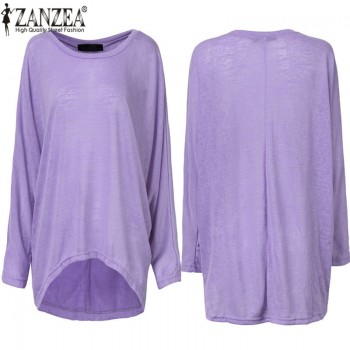 ZANZEA 2018 Sexy Tops Women Blouse Batwing Long Sleeve Casual Solid Shirt Plus Size Blusa Femininas Sueter Plus Size Pull Femme