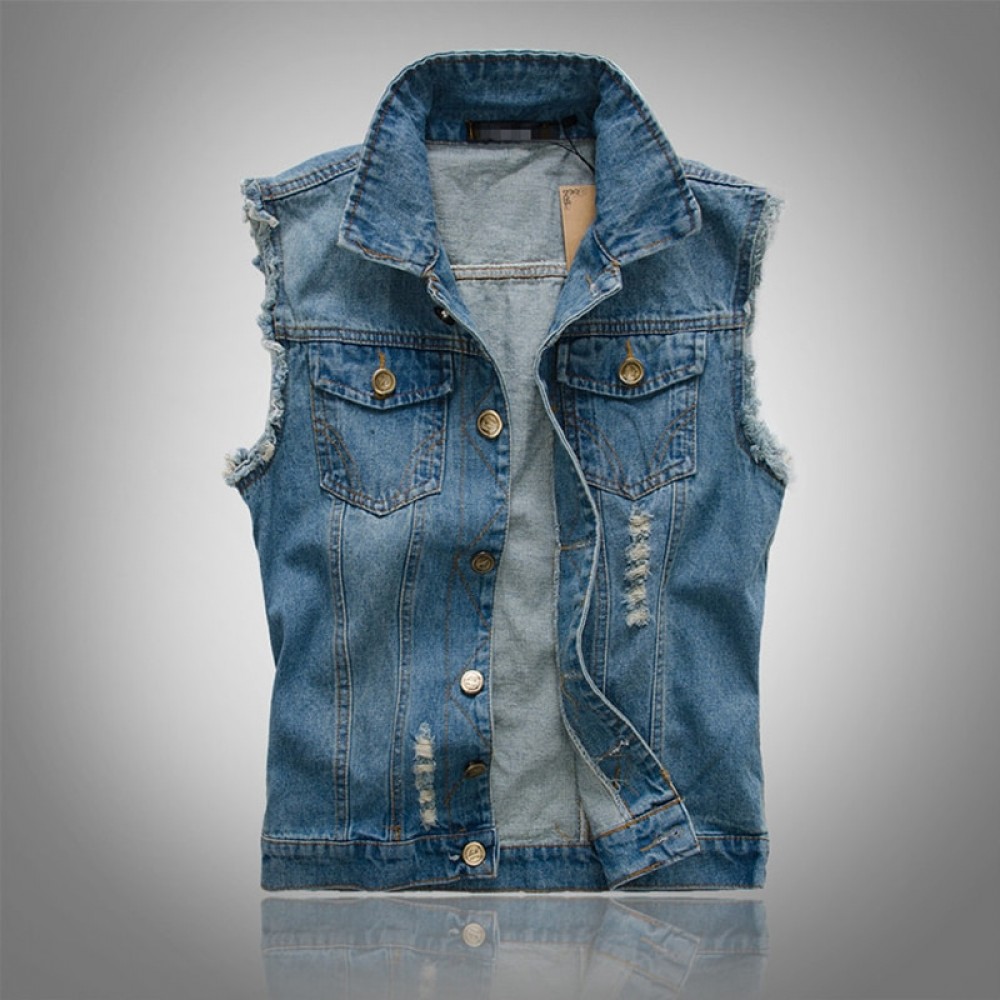 New Spring Autumn 2018 Vintage Classic Design Casual Denim Vest Men Blue 3 Colors  Plus Asian size M-4XL 5XL 6XL