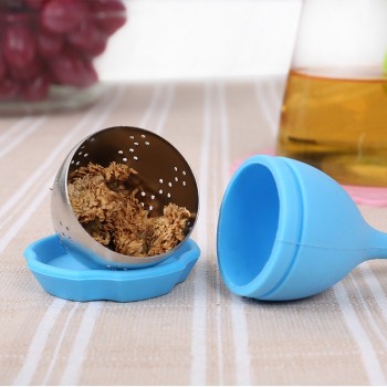 Tea Infuser Strainer Silicone Filter Leaf Shape Handle Diffuser Non-toxic Stainless Steel TB Sale
