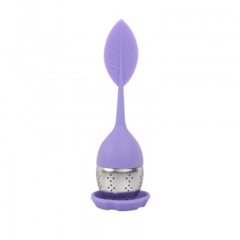 Tea Infuser Strainer Silicone Filter Leaf Shape Handle Diffuser Non-toxic Stainless Steel TB Sale