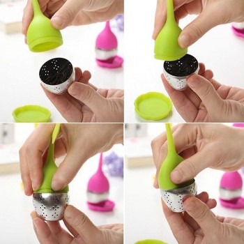 Tea Infuser Strainer Silicone Filter Leaf Shape Handle Diffuser Non-toxic Stainless Steel TB Sale