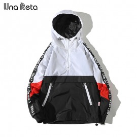 Una Reta Hooded Jackets Men 2018 New Patchwork Color Block Pullover Jacket Fashion Tracksuit Casual Coat Men Hip Hop Streetwear