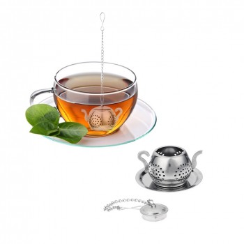 Tea Infuser Steel Loose Teapot Shape Tea Leaf Infuser with Tray Convenient Spice Drinking Strainer Herbal Filter Drinkware Tools