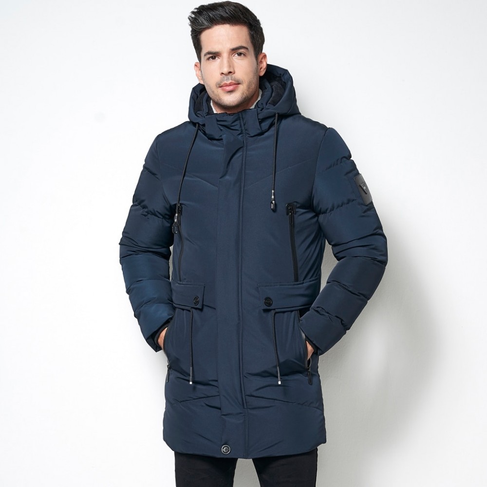 HTLB 2018 Winter New Men Long Casual Warm Parkas Jacket Men Fleece Coat Fashion Waterproof Medium-Long Thickening Parka Coat Men