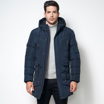 HTLB 2018 Winter New Men Long Casual Warm Parkas Jacket Men Fleece Coat Fashion Waterproof Medium-Long Thickening Parka Coat Men