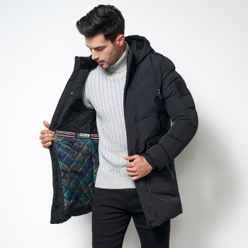 HTLB 2018 Winter New Men Long Casual Warm Parkas Jacket Men Fleece Coat Fashion Waterproof Medium-Long Thickening Parka Coat Men