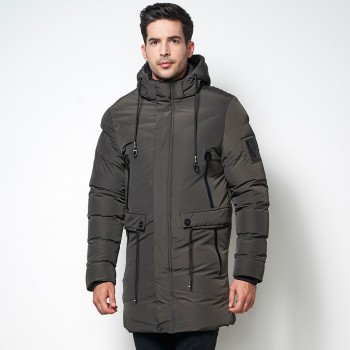HTLB 2018 Winter New Men Long Casual Warm Parkas Jacket Men Fleece Coat Fashion Waterproof Medium-Long Thickening Parka Coat Men