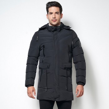 HTLB 2018 Winter New Men Long Casual Warm Parkas Jacket Men Fleece Coat Fashion Waterproof Medium-Long Thickening Parka Coat Men
