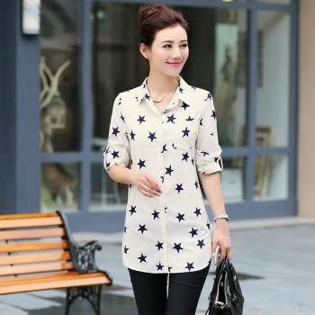 New Fashion Print Blouses Women Long Style Shirts 2018 Cotton Ladies Tops Long Sleeve Blusas Femininas Plus Size Women Clothing
