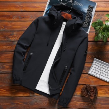 Jacket Men New Arrival Casual Solid Hooded Jackets Mens Fashion Zipper Outwear Slim Fit Spring Autumn Clothing High Quality C32