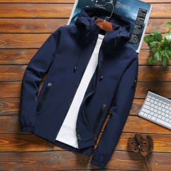 Jacket Men New Arrival Casual Solid Hooded Jackets Mens Fashion Zipper Outwear Slim Fit Spring Autumn Clothing High Quality C32