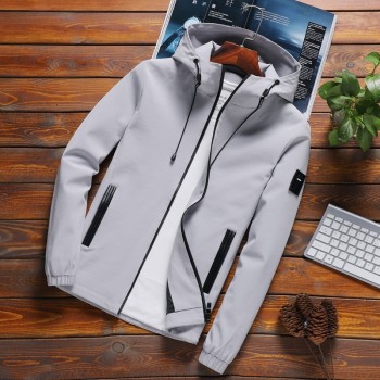 Jacket Men New Arrival Casual Solid Hooded Jackets Mens Fashion Zipper Outwear Slim Fit Spring Autumn Clothing High Quality C32