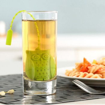 1pcs High Quality Cute Owl Tea Strainer Food Grade Silicone loose-leaf Tea Infuser Filter Diffuser Fun Cartoon Tea Accessories