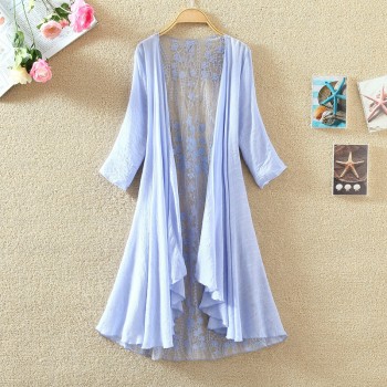Kimono Cardigan Women Lace Summer Cardigan Feminino Embroidery Blouse Long Shirt Off White Camisa Feminina 2018 Boho Korean New