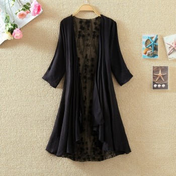 Kimono Cardigan Women Lace Summer Cardigan Feminino Embroidery Blouse Long Shirt Off White Camisa Feminina 2018 Boho Korean New