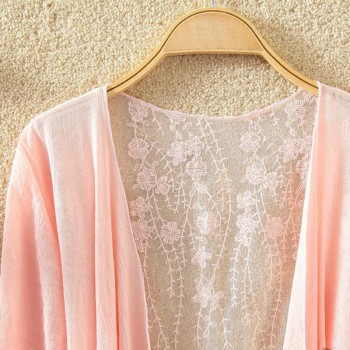 Kimono Cardigan Women Lace Summer Cardigan Feminino Embroidery Blouse Long Shirt Off White Camisa Feminina 2018 Boho Korean New
