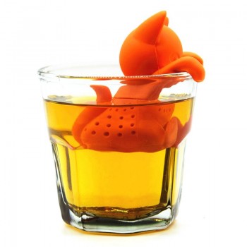Cute Silicone Cat Tea Infuser Tea Filter Diffuser Reusable Tea Strainer Spice Loose Tea Leaf Herbal Tool Teapot Teabags Orange