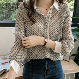 Autumn 2019 Fashion Plus Size Blouse Women Striped tops female Chiffon Blouses Shirt Long Sleeve Shirt  3XL 4XL Blusa 1175 40