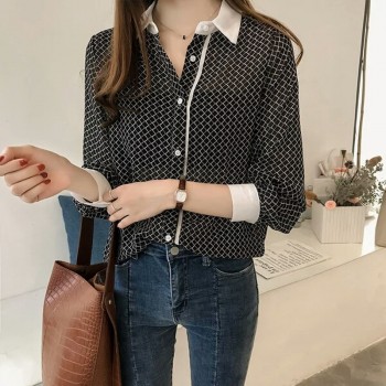 Autumn 2019 Fashion Plus Size Blouse Women Striped tops female Chiffon Blouses Shirt Long Sleeve Shirt  3XL 4XL Blusa 1175 40