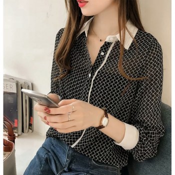 Autumn 2019 Fashion Plus Size Blouse Women Striped tops female Chiffon Blouses Shirt Long Sleeve Shirt  3XL 4XL Blusa 1175 40