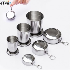 60ml 150ml 250ml Stainless Steel Camping Folding Cup Portable Outdoor Travel Demountable Collapsible Cup With Keychain