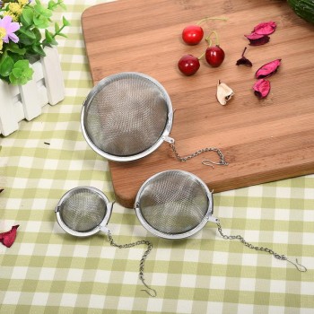 Stainless Steel Mesh Hot Pot Seasoning Balls with Chain Tealeaf Filter Reusable Ball Shape Tea Strainer Infuser Kitchen Tools