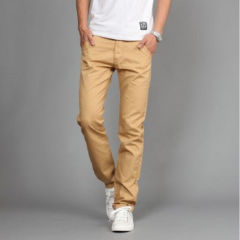 RUBU New Design Casual Men pants Cotton Slim Pant Straight Trousers Fashion Business Solid Khaki Black Pants Men 28-38