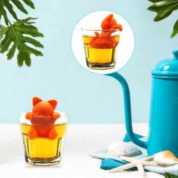 Waasoscon Cute Cat Tea Infuser Silicone Reuseable Foof safe Silicone Cat Shape tea strainer Tea Coffee Punch Filter Tea Infuser