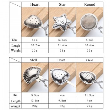Unibird 1pc Stainless Steel Tea Strainer Heart Shape Tea Spoon Seasoning Infuser Star Shell Oval Round Style Strainer Teaware