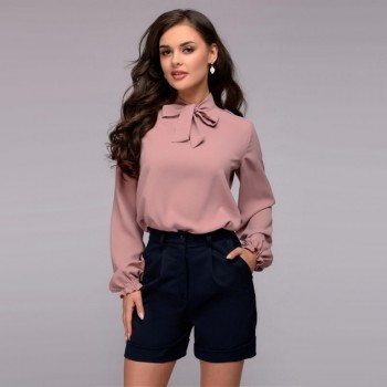 Women Casual Bow Bandage Blouse Ladies O Neck Long Sleeve Tops And Blouse 2018 New Fashion Elegant Office Lady Work Shirts