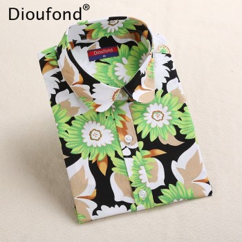 Dioufond Summer Striped Blouses Animal Print Blouse Shirt 2017 Long Sleeve Women Shirts Whale Casual Blusas Plus Size 5XL