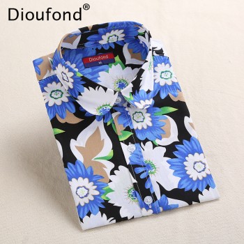 Dioufond Summer Striped Blouses Animal Print Blouse Shirt 2017 Long Sleeve Women Shirts Whale Casual Blusas Plus Size 5XL