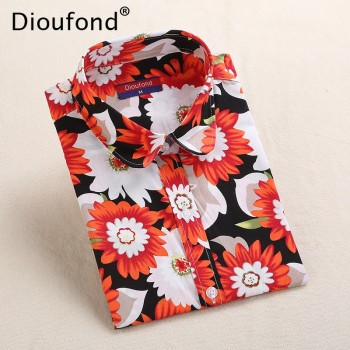 Dioufond Summer Striped Blouses Animal Print Blouse Shirt 2017 Long Sleeve Women Shirts Whale Casual Blusas Plus Size 5XL