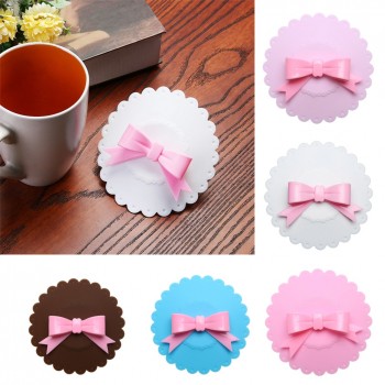 Bowknot Anti-Dust Silicone Cup Lid Tea Cup Cover Reusable Silicone Lid Seal Cover Drinkware Suction Seal Cup Lid Cap