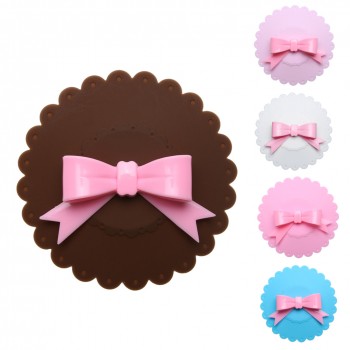 Bowknot Anti-Dust Silicone Cup Lid Tea Cup Cover Reusable Silicone Lid Seal Cover Drinkware Suction Seal Cup Lid Cap