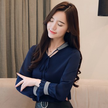 Womens Tops and Blouses Chiffon Blouse Autumn Ladies Embroidery Shirts Long Sleeve Elegante Casual Ladies Tops Office Clothing