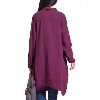 tunic Womens Shirt Blouse Plus Size 3XL 4XL 5XL Long Top female Irregular Hem Button Loose Casual Long Sleeve Vintage Tops Lady