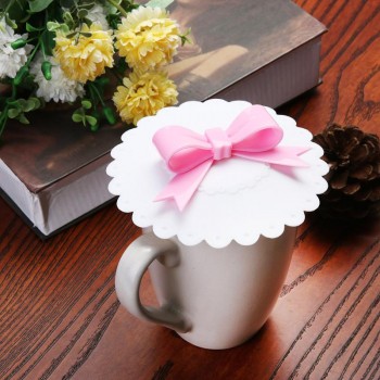 Bowknot Anti-Dust Silicone Cup Lid Tea Cup Cover Reusable Silicone Lid Seal Cover Multi-function Drinkware Suction Seal Cups Lid