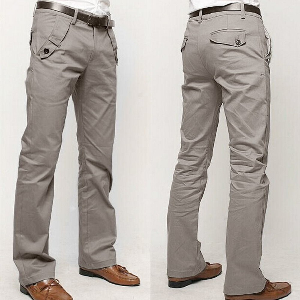2018 New Design Casual Men Pants Cotton Slim Pant Straight Trousers Fashion Business Solid Khaki Black Pants Men Plus Size 36