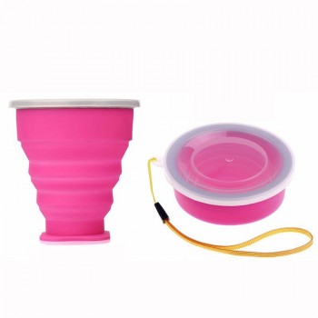 Portable Silicone Folding Water Tea Cup Mugs Candy Color Silicone Traveling Foldable Cups For Travel Outdoor Camping Drinkware