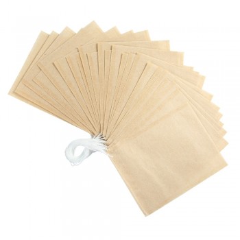 100pcs/lot Tea Bag Filter Paper Bags Heat Seal Teabags Tea Strainer Infuser Wood Drawstring Tea Bag for Herb Loose Tea 3 Sizes
