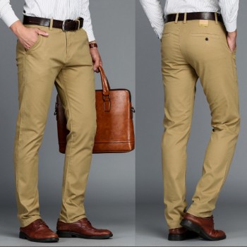 VOMINT Mens Pants High Quality Cotton Casual Pants Stretch male trousers man long Straight 4 color Plus size pant suit  42 44 46