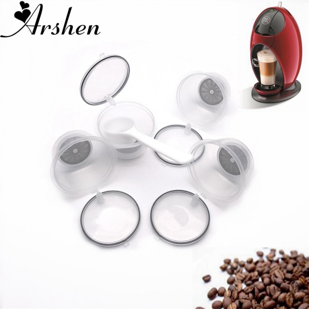 Arshen 4 Pcs/Set Crystal Dolce Gusto Coffee Capsule Plsatic Refillable Capsule Reusable 200 Times Compatible with Nescafe Dolce