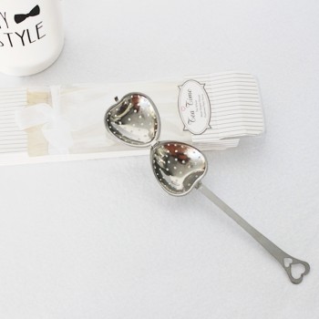 2pcs Tea Infuser Spoon StrainerHeart Shaped  Stainless Steel Steeper Handle Shower Spoon Creative With Packing Party Gift
