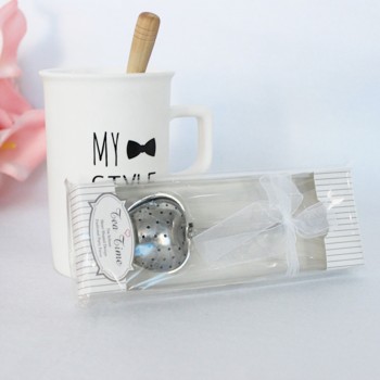2pcs Tea Infuser Spoon StrainerHeart Shaped  Stainless Steel Steeper Handle Shower Spoon Creative With Packing Party Gift