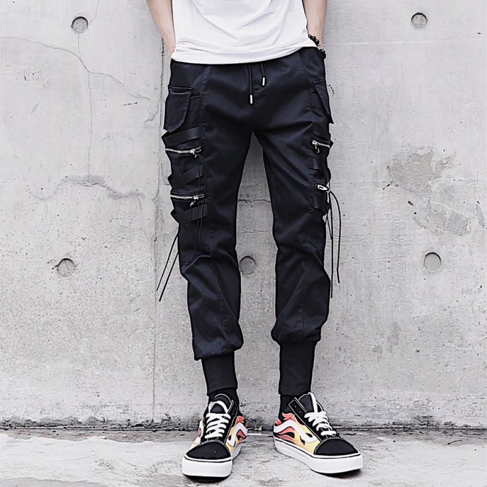 Men Fashion Casual Harem Pant High Street Hip Hop Male Big Pocket Slim Fit Cargo Trousers Biker Pant Jogger Sweatpants
