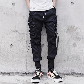 Men Fashion Casual Harem Pant High Street Hip Hop Male Big Pocket Slim Fit Cargo Trousers Biker Pant Jogger Sweatpants